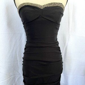 City Triangles Formal Cocktail Party Beaded Sexy Prom Dress Size 3 Black Silver
